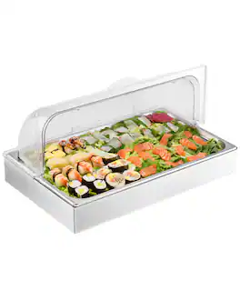 VEVOR - Countertop Food Serving Display Container, 1 x 1 Pan Stainless Steel Food Serving Tray - Stainless Steel Silver