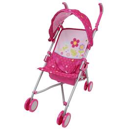 509 Crew - Garden Doll Stroller W/ Retractable Canopy, Safety Harness, Storage Basket