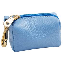 PoisePup - Fancy Handmade Genuine Leather Dog Waste Bag Holder for Girl & Boy Puppies - Blue