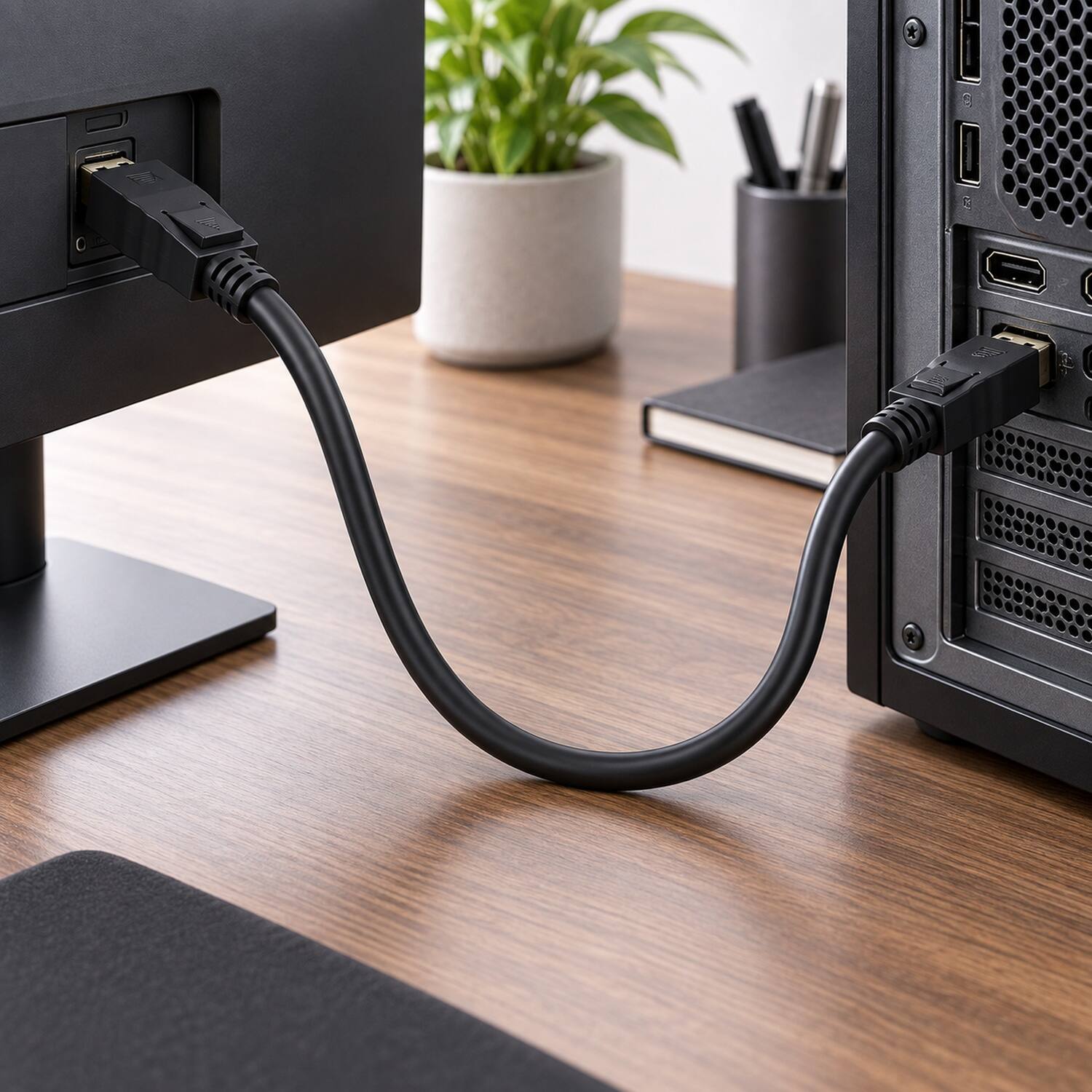 Left. Sanoxy - 15ft Gold Plated DisplayPort to DisplayPort Male to Male Cable with Latches 28AWG - Black.