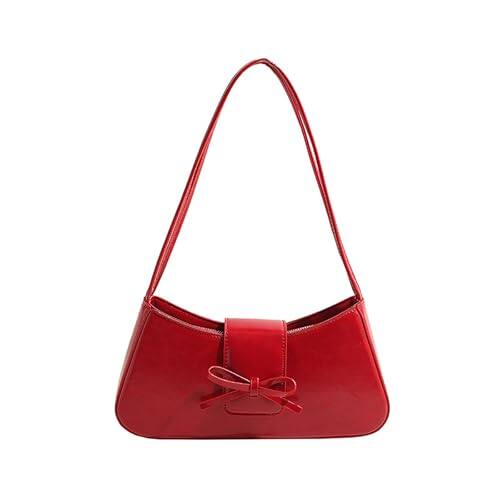 Front. Fabibe - Shoulder Bags For Women Coquette Bow Purse Trendy Y2k Pu Leather Hobo Handbag Cute Bag - Red-One Size.