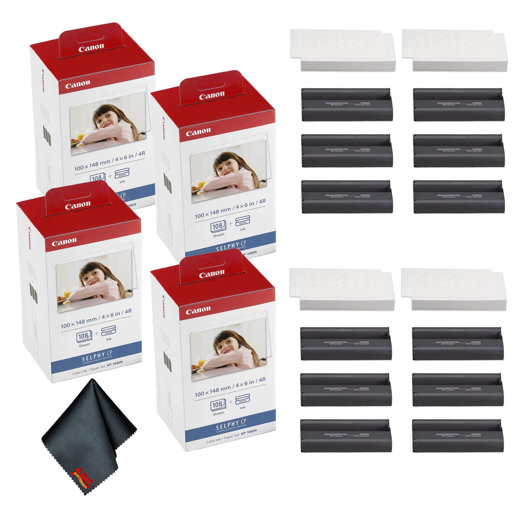 Canon - KP-108IN Color Ink and 4 x 6 Paper Set (432 Sheets and 12 Ink Cartridges) - Tri-color