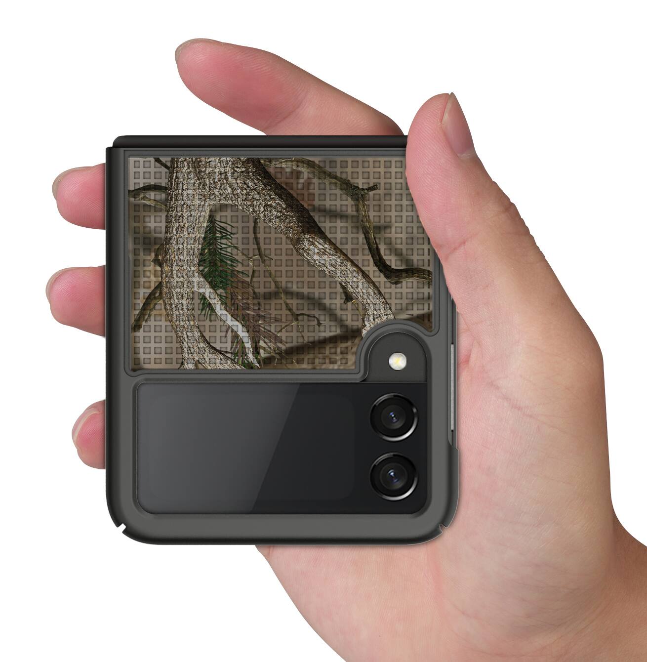 Alt View 5. Nakedcellphone - Slim Hard Case for Samsung Galaxy Z Flip 3 - Autumn Camo (Black).