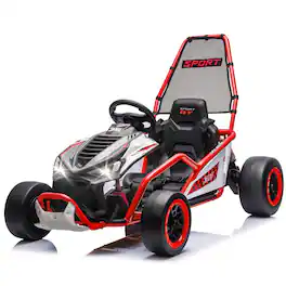 Ropilly - 24V 400W electric go kart kids drift car with roll cage