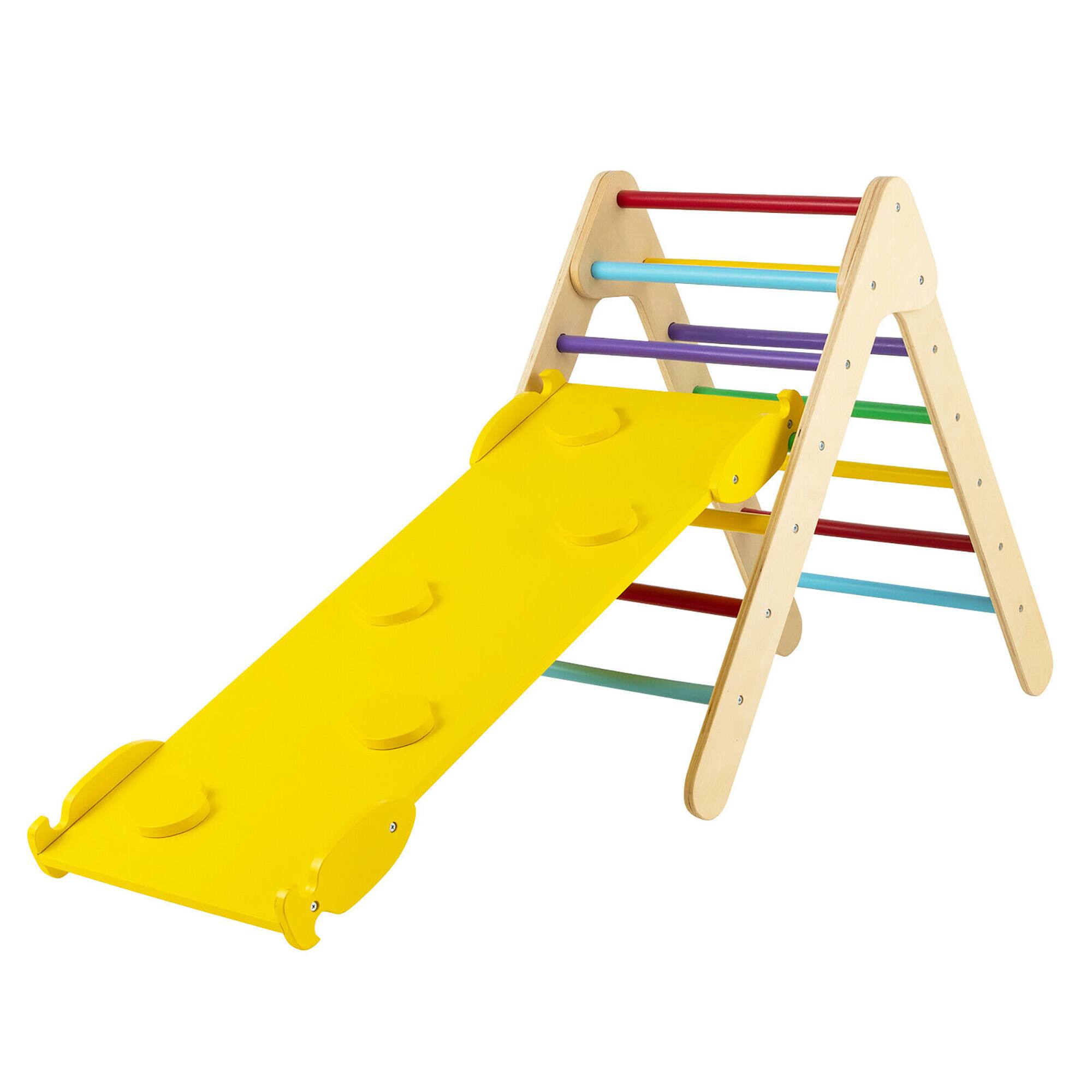 Alt View 9. Gymax - Gymax 3-in-1 Wooden Climbing Triangle Set Triangle Climber w/ Ramp Multi-color - Multi-color.