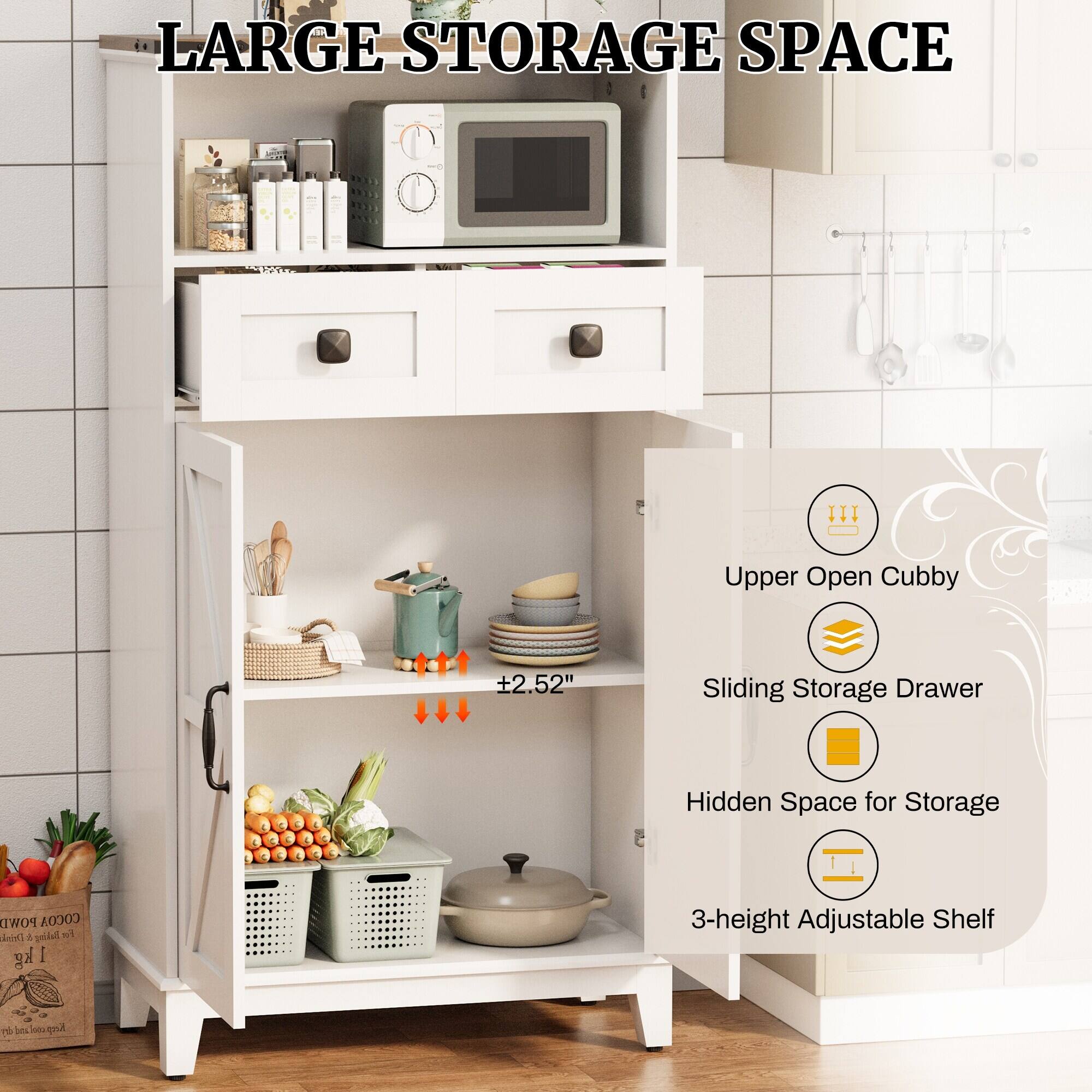 LARGE STORAGE SPACE

Upper Open Cubby
Sliding Storage Drawer
Hidden Space for Storage
3-height Adjustable Shelf

+2.52"