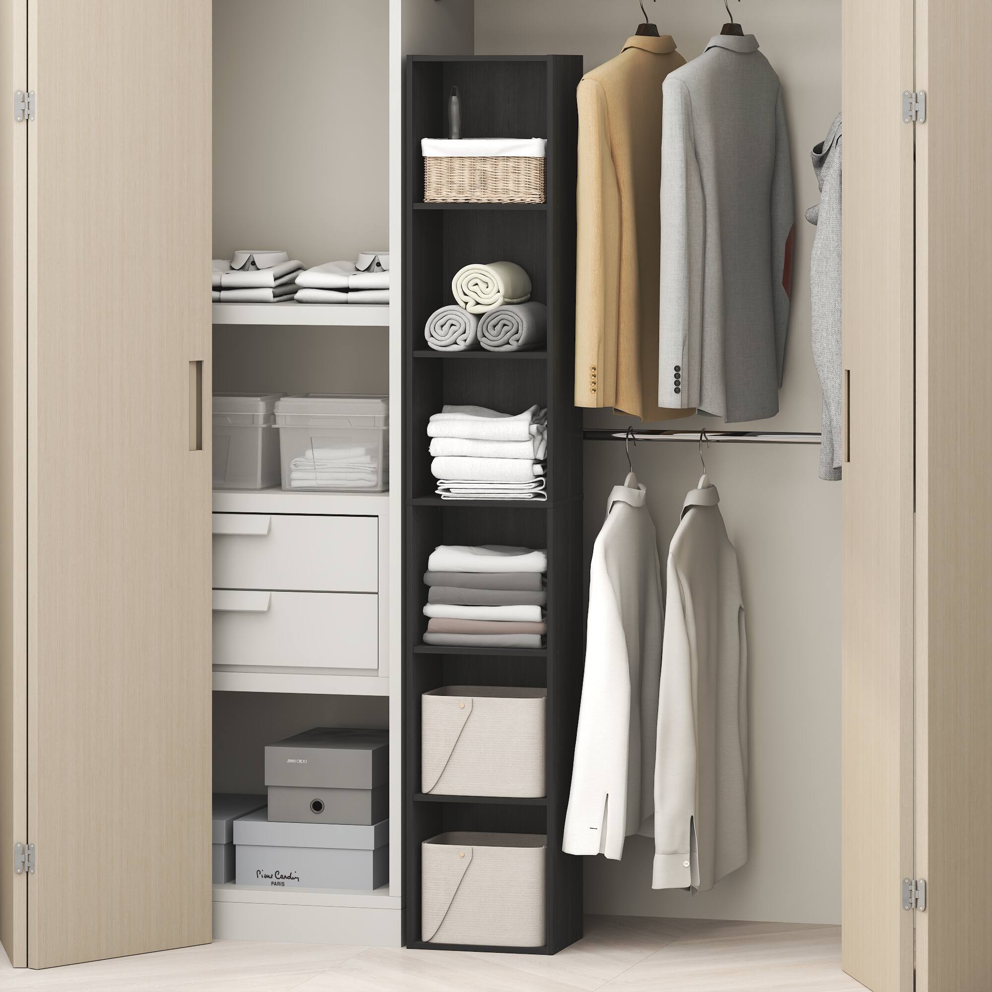 Alt View 1. Furinno - CUBICLE 6-Tier Closet Organizers and Storage, Closet Organizer, Closet Storage, for Wardrobe, Bedroom, Living Room - Blackwood.