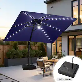 Crestlive Products - 13ft Aluminum Navy Slide-tilt Cantilever Patio Umbrella Lights Base - Navy blue