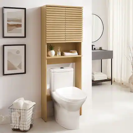 Front. Modway - Render Over the Toilet Bathroom Storage Cabinet by Modway - Oak.
