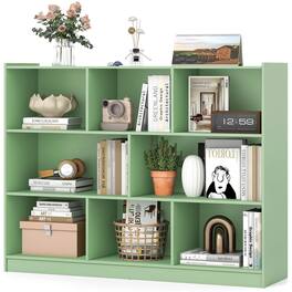 Costway - 8 Cube 3-Tier Open Wooden Bookshelf Toy Storage Organizer with Anti-toppling Kits - Green