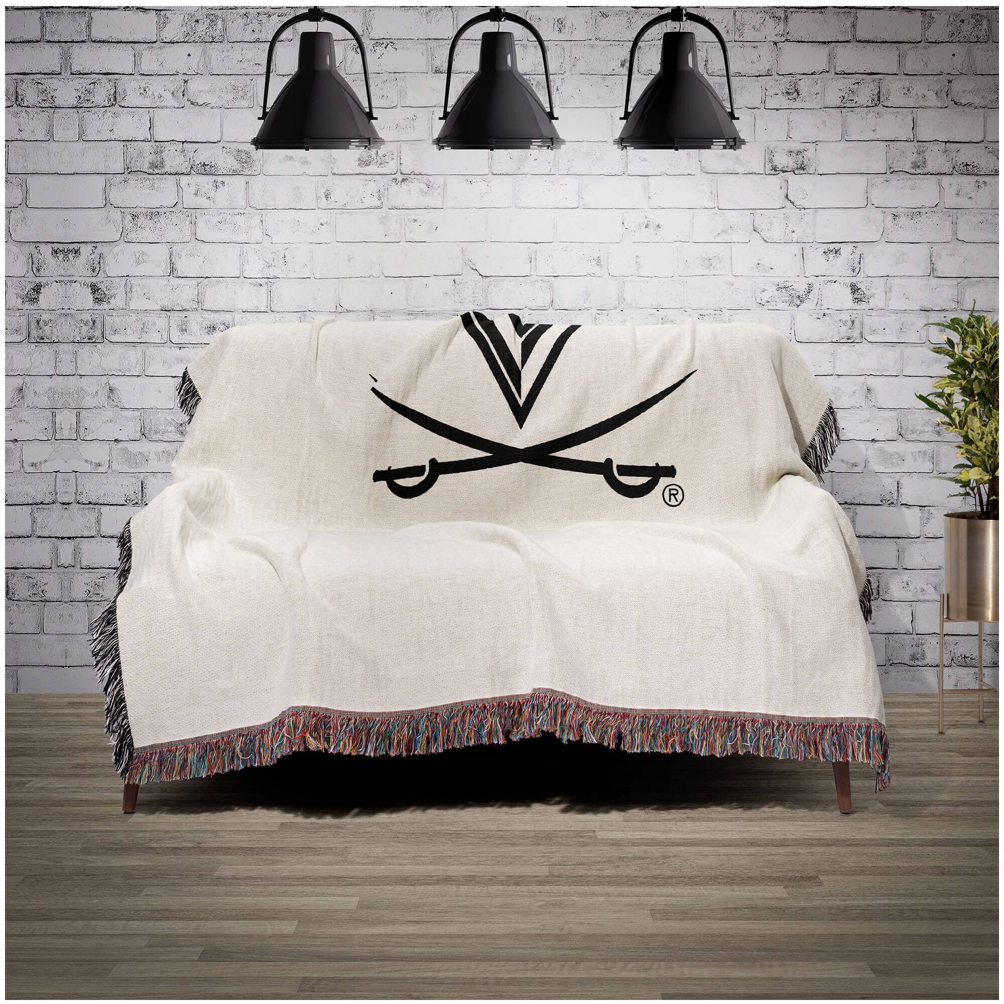 Alt View 1. Chad & Jake - Virginia Cavaliers Woven Blanket - White.