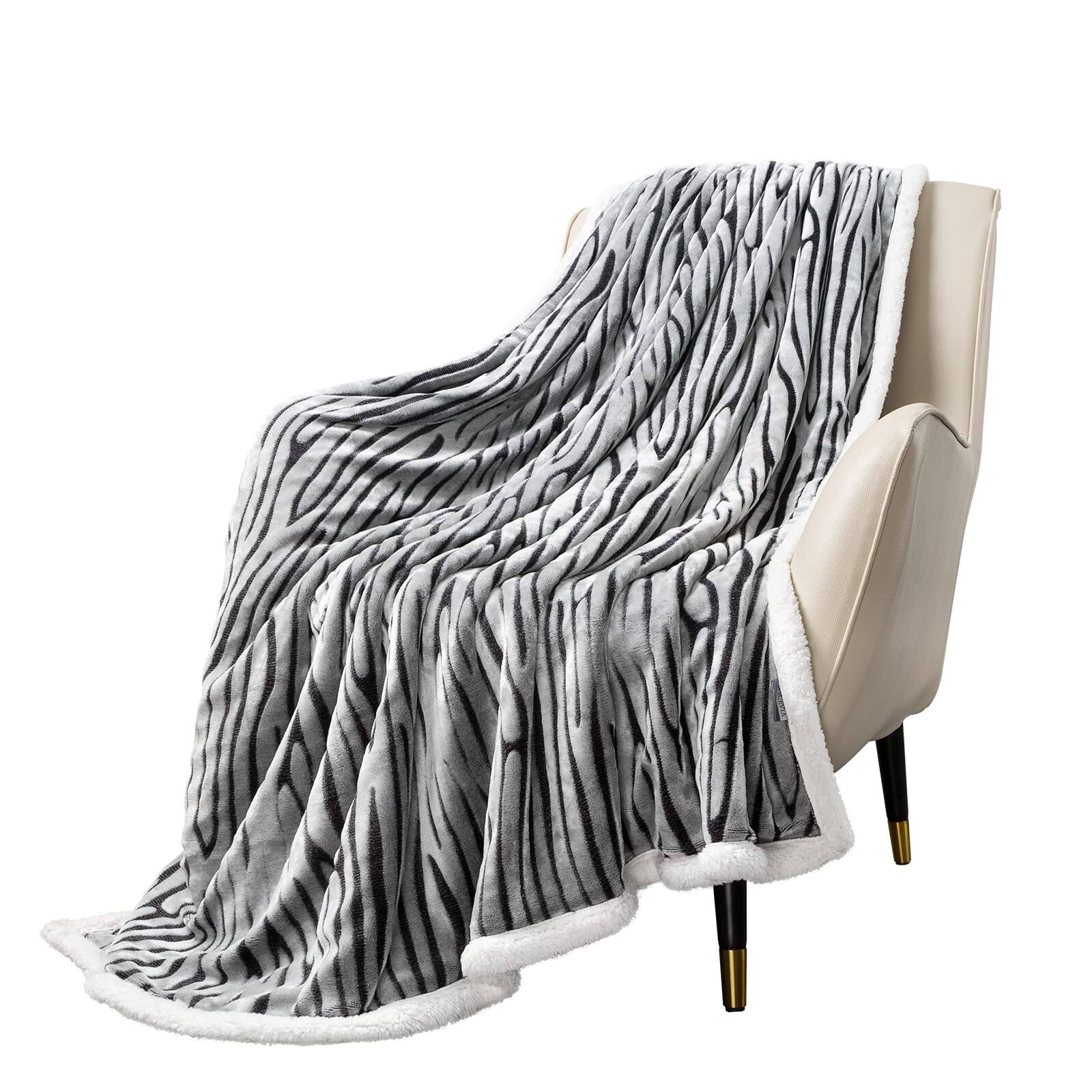 3d Black Zebra Print Sherpa Fleece (50x60 IN)