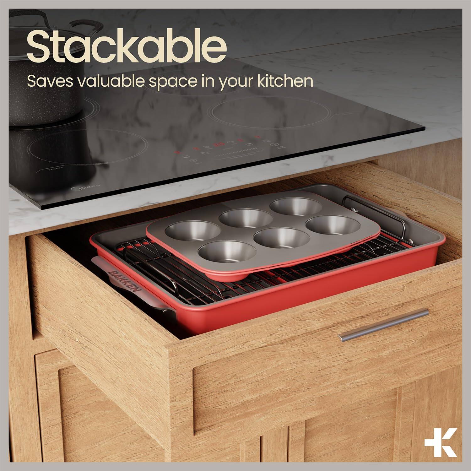 Stackable  
Saves valuable space in your kitchen