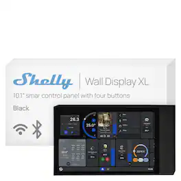 Shelly - Wall Display XL 10.1" In-Wall Smart Home Control Panel, HD Touchscreen, Wi-Fi & Bluetooth, 4 Custom Buttons - Black