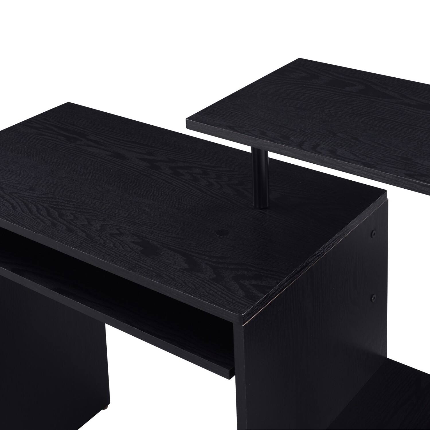 Alt View 8. Glintex - Office Computer Desk with Keyboard Tray, Storage Shelf, Spacious Work Surface and Durable Construction - Black.