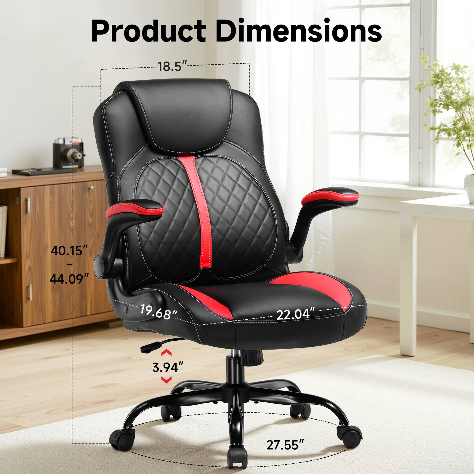 Product Dimensions 18.5" 40.15" - 44.09" 19.68" 22.04" 3.94" 27.55"