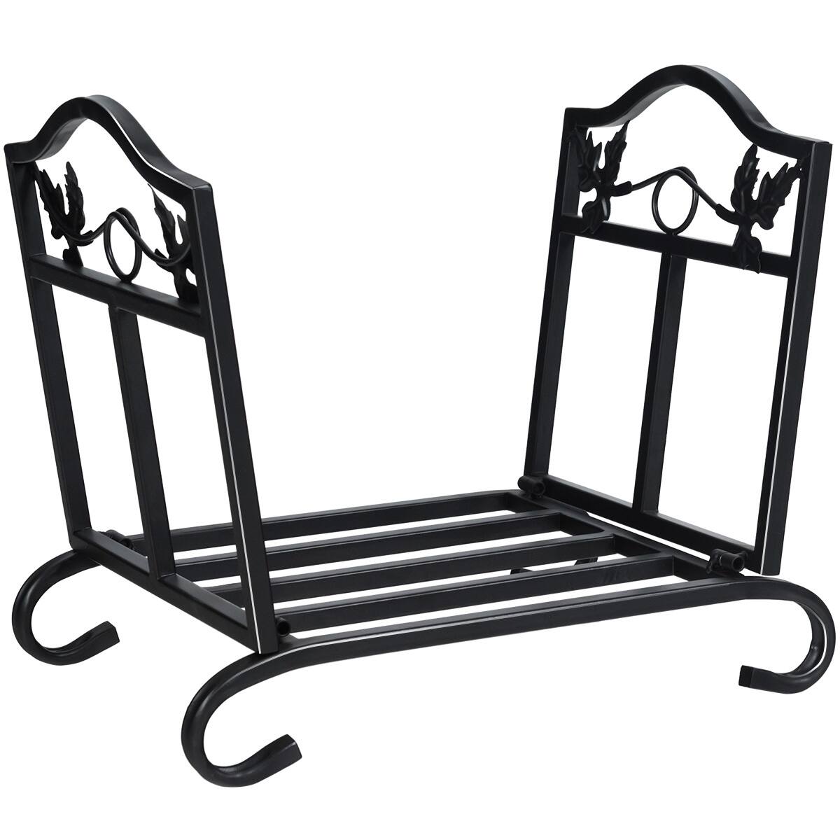 Alt View 6. SKONYON - Foldable Firewood Log Rack with Heavy Duty Steel Frame Indoor and Outdoor Wood Storage - Black.