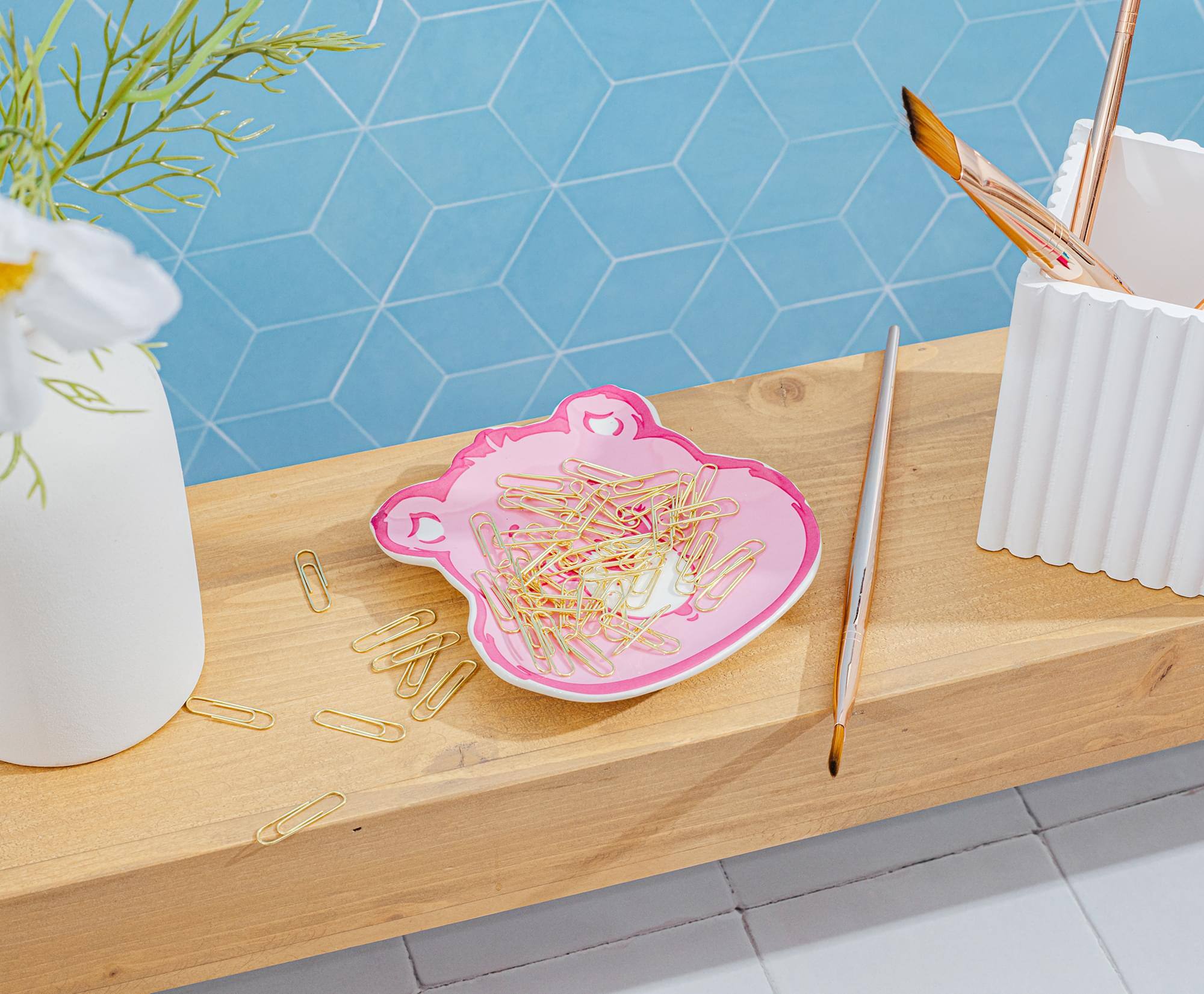 Alt View 4. Silver Buffalo - Care Bears Cheer Bear Face Sculpted Ceramic Trinket Tray Dish - Pink.