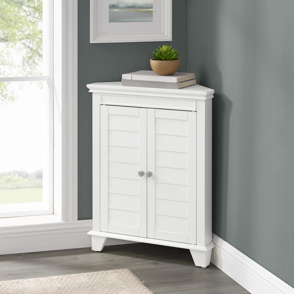 Left. Crosley Furniture - Lydia Corner Storage Cabinet - White.