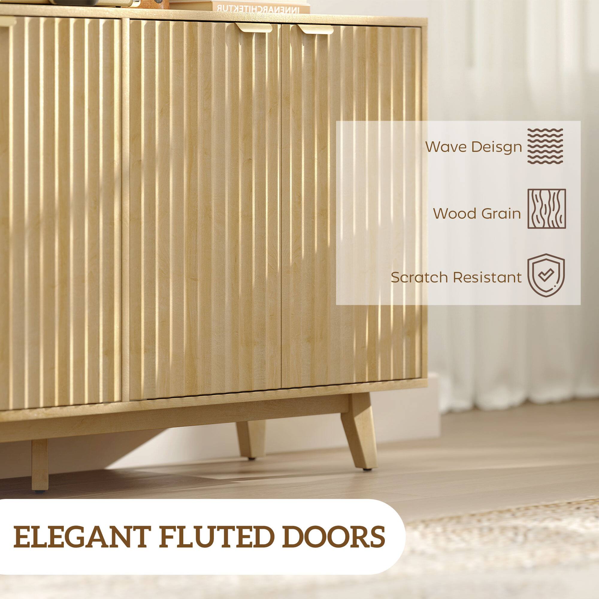 INNENARCHITEKTUR ELEGANT FLUTED DOORS Wave Design Wood Grain Scratch Resistant