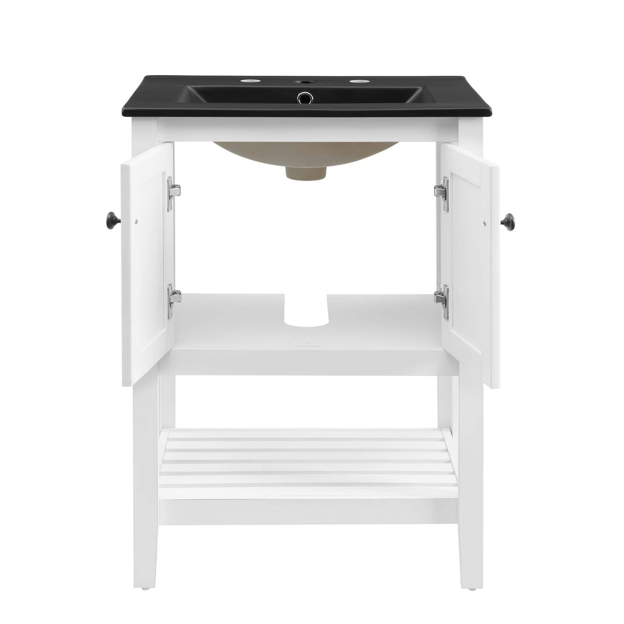Alt View 3. Modway - Prestige Bathroom Vanity Basin Included - White Black.