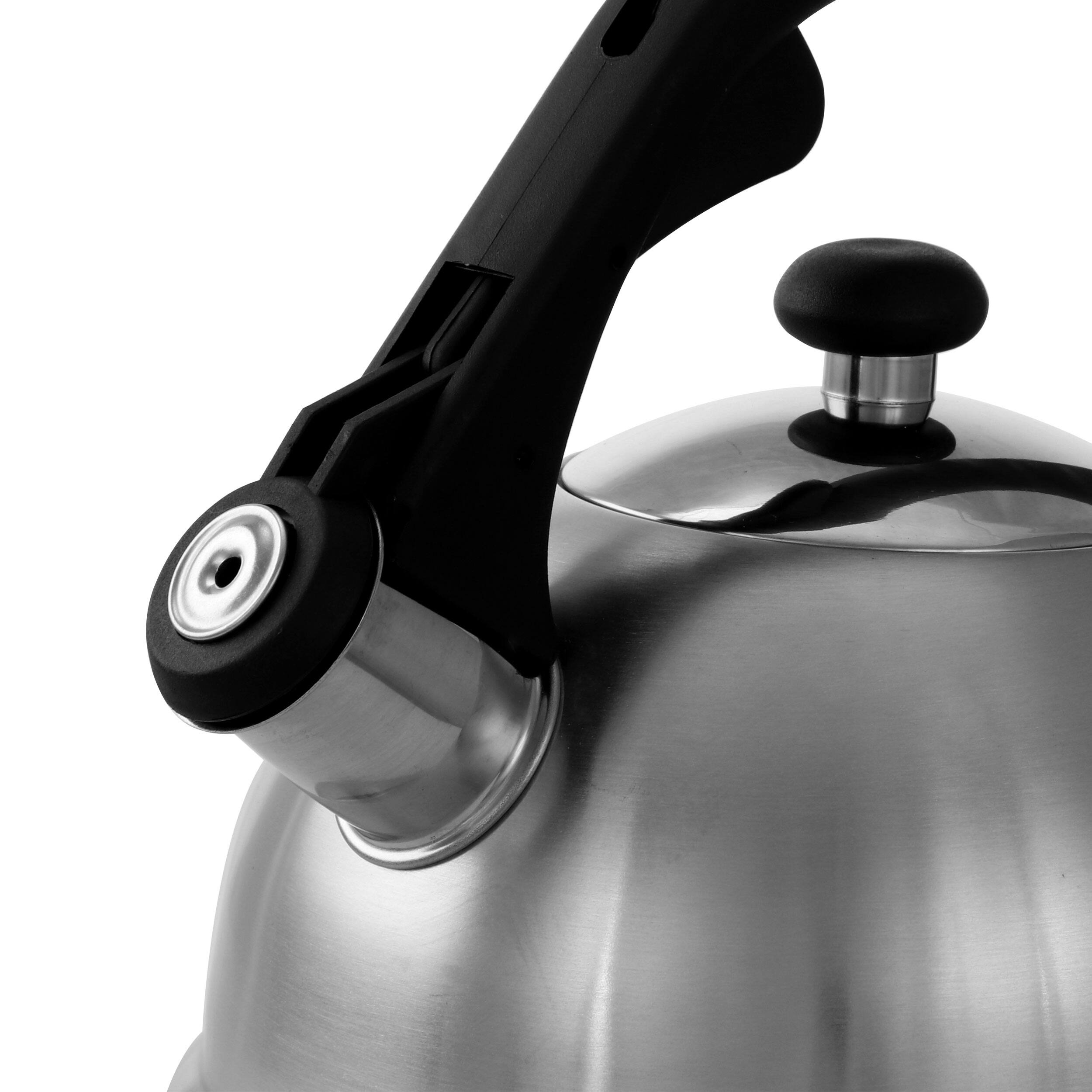 Alt View 4. Mr. Coffee - Mr. Coffee Claredale 2.2 Quart Brushed Stainless Steel Whistling Tea Kettle with Nylon Handle - Silver.