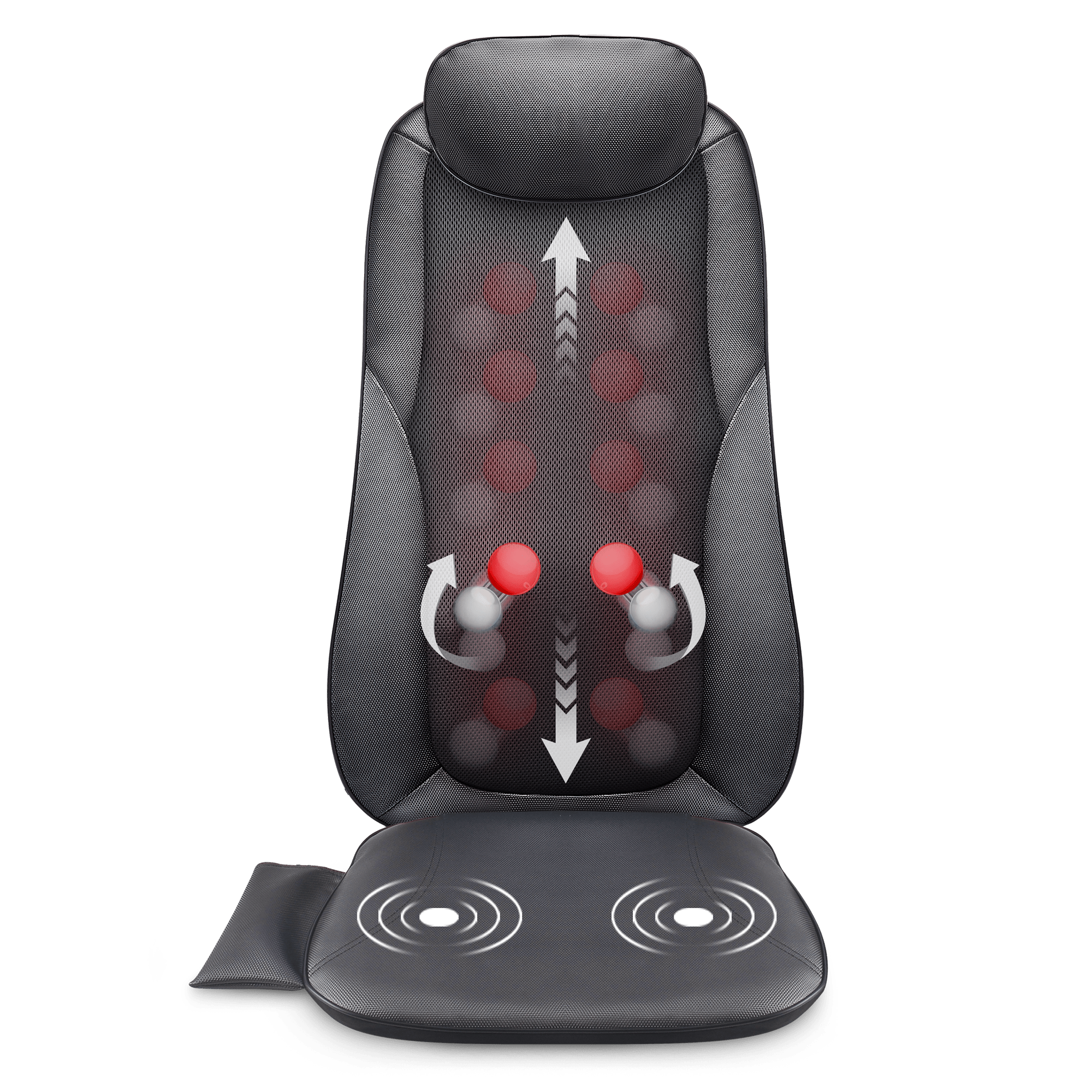 Front. Snailax - Snailax Shiatsu Massage Seat Cushion, 3D 2-in-1 Modes Back Massager with Heat - black.