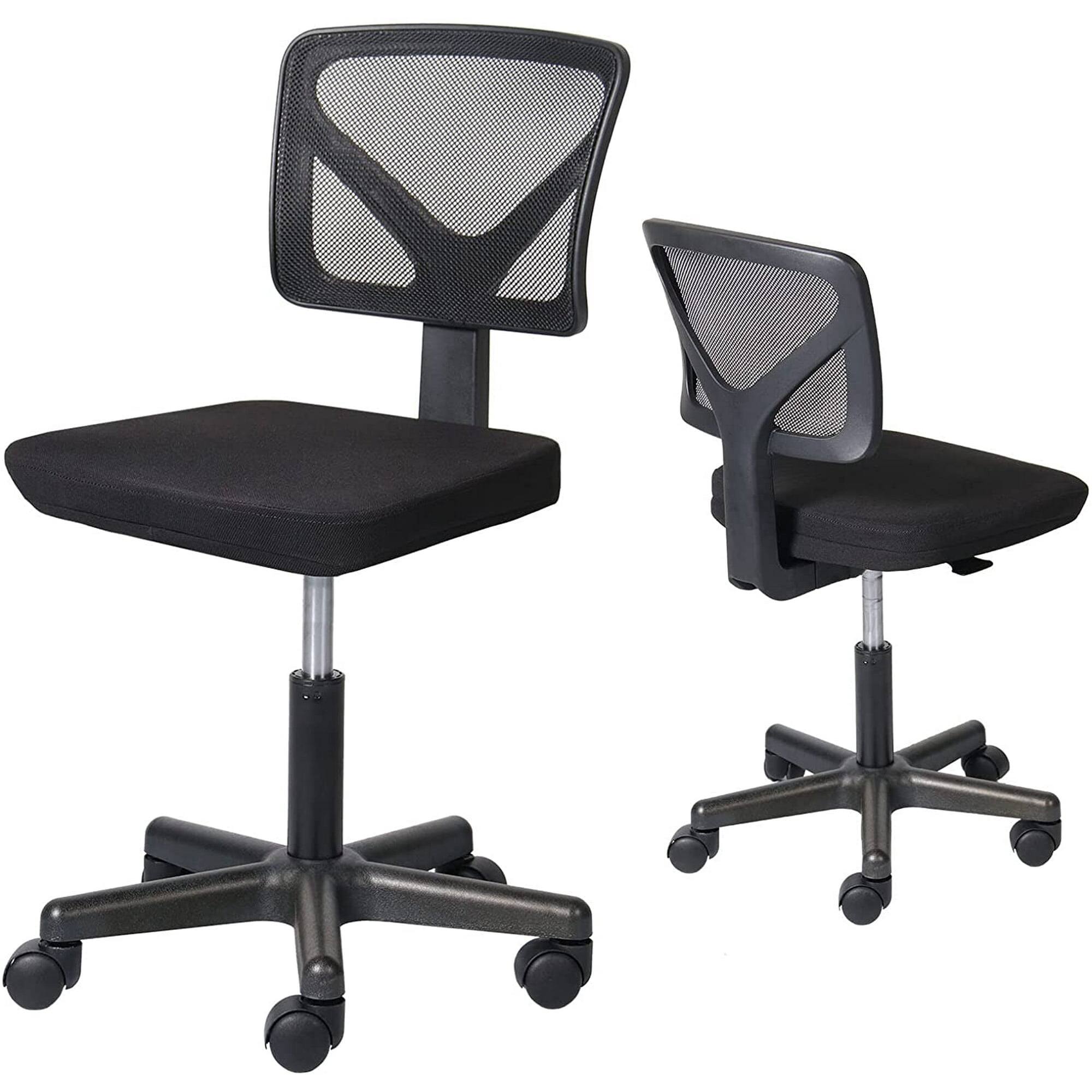 Alt View 3. AOITUN - Home Office Desk Chair, Armless Mesh Computer Chair for Small Space, Swivel Adjustable Low Back for Teens/Adults, Black - Black.