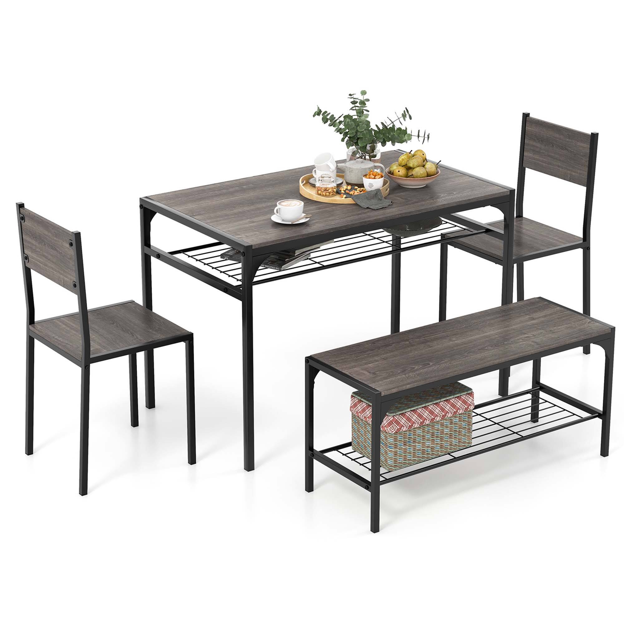 Alt View 17. Costway - 4 PCS Dinette Set for Small Place Breakfast Nook Modern Dining Table with 2 Chairs Grey - Grey Oak and Black.