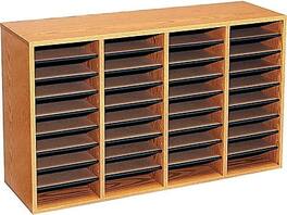 Safco - 36-Compartment Literature Organizers, 39.25" x 24", (9424MO) - Medium Oak