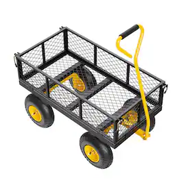 Loheer - Heavy Duty Steel Garden Cart, 500 lb Capacity with Removable Mesh Sides and All Terrain Tires