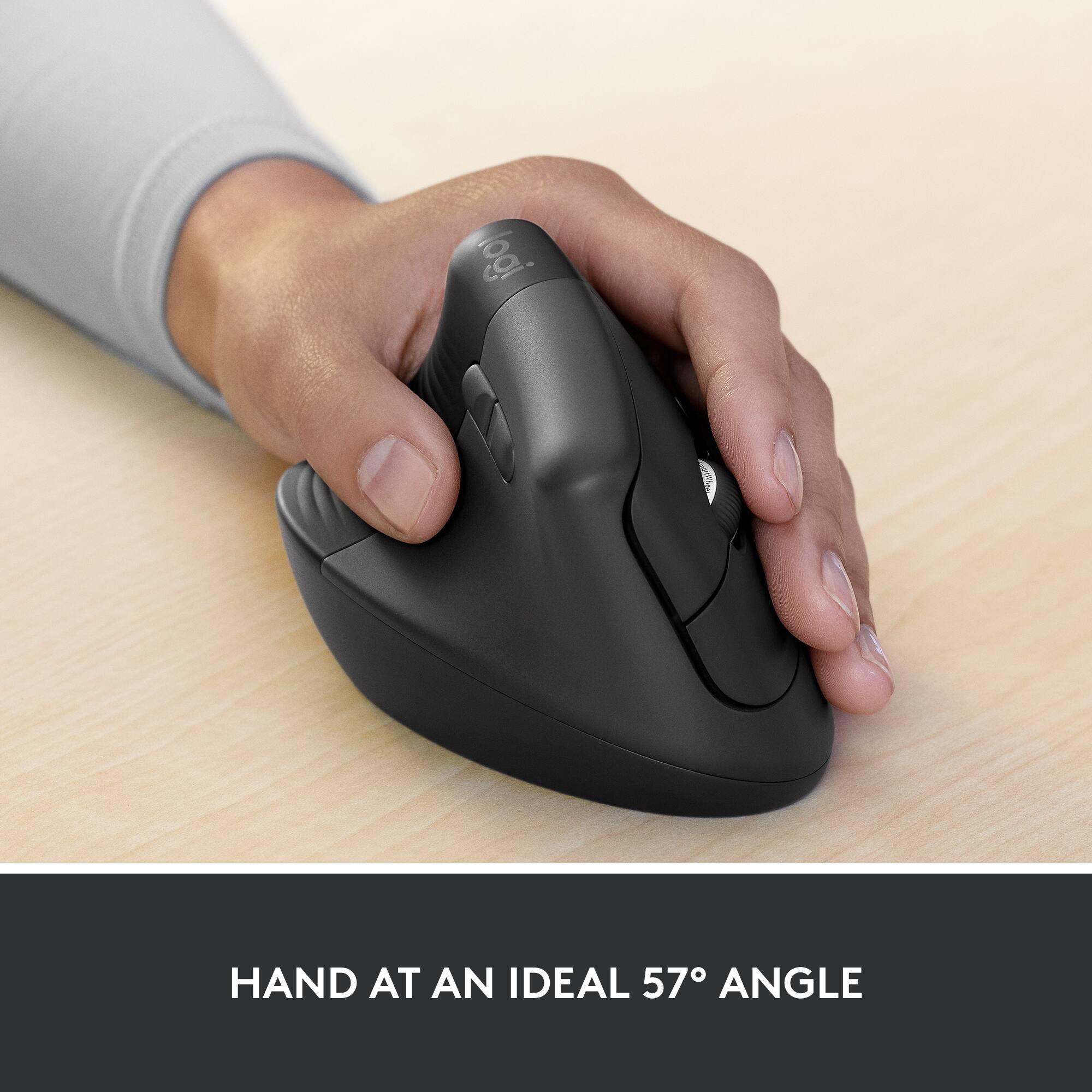 HAND AT AN IDEAL 57° ANGLE