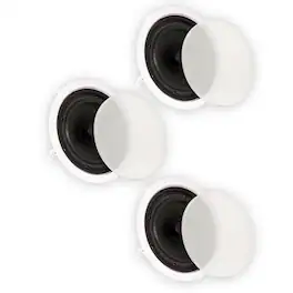 Theater Solutions by Goldwood - TS80C in Ceiling 8" Speakers Surround Sound Home Theater 3 Piece Speaker Set - Paintable White