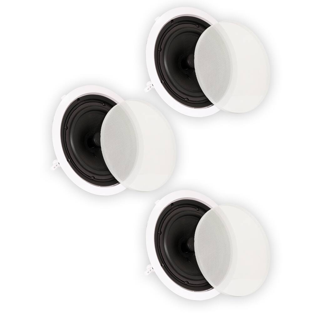 Front. Theater Solutions by Goldwood - TS80C in Ceiling 8" Speakers Surround Sound Home Theater 3 Piece Speaker Set - Paintable White.