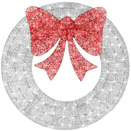Best Choice Products - 36in Pre-Lit Outdoor Christmas Wreath, LED Metal Holiday Decor w/ 120 Lights, Bow - Silver/Red