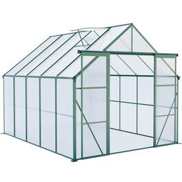Mondawe - 8x10FT Double Door Polycarbonate Greenhouse - Green