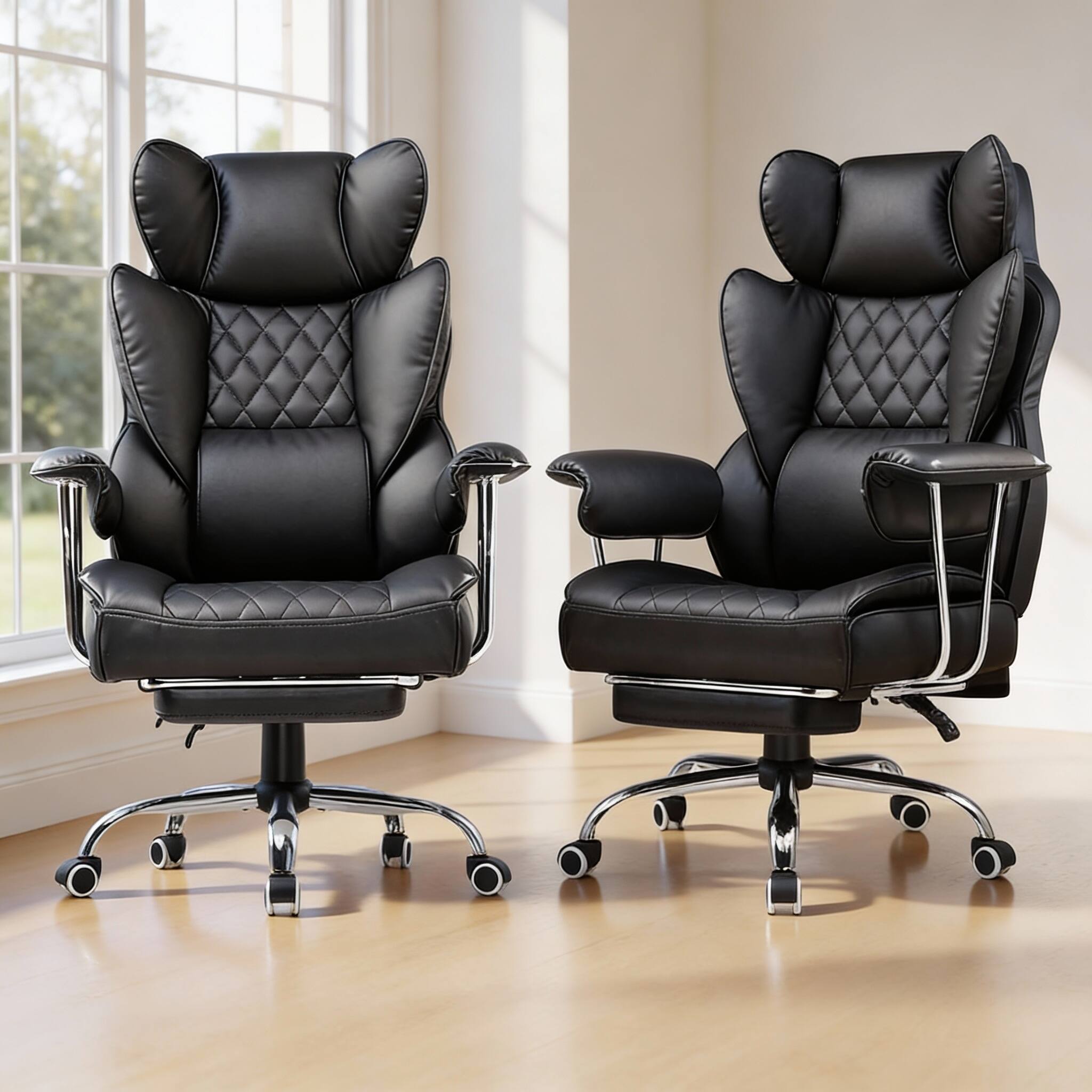 Alt View 2. Frangdom - Big Tall Executive Chair with Footrest Pocket Spring Gaming chair - Deep Black 19.7"D x 22"W x 45.1"H.