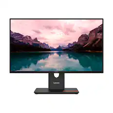 Front. Lenovo - ThinkVision 23.8" IPS LED FHD 48hz - 120hz Monitor (HDMI, USB, DP, VGA) - Eclipse Black.