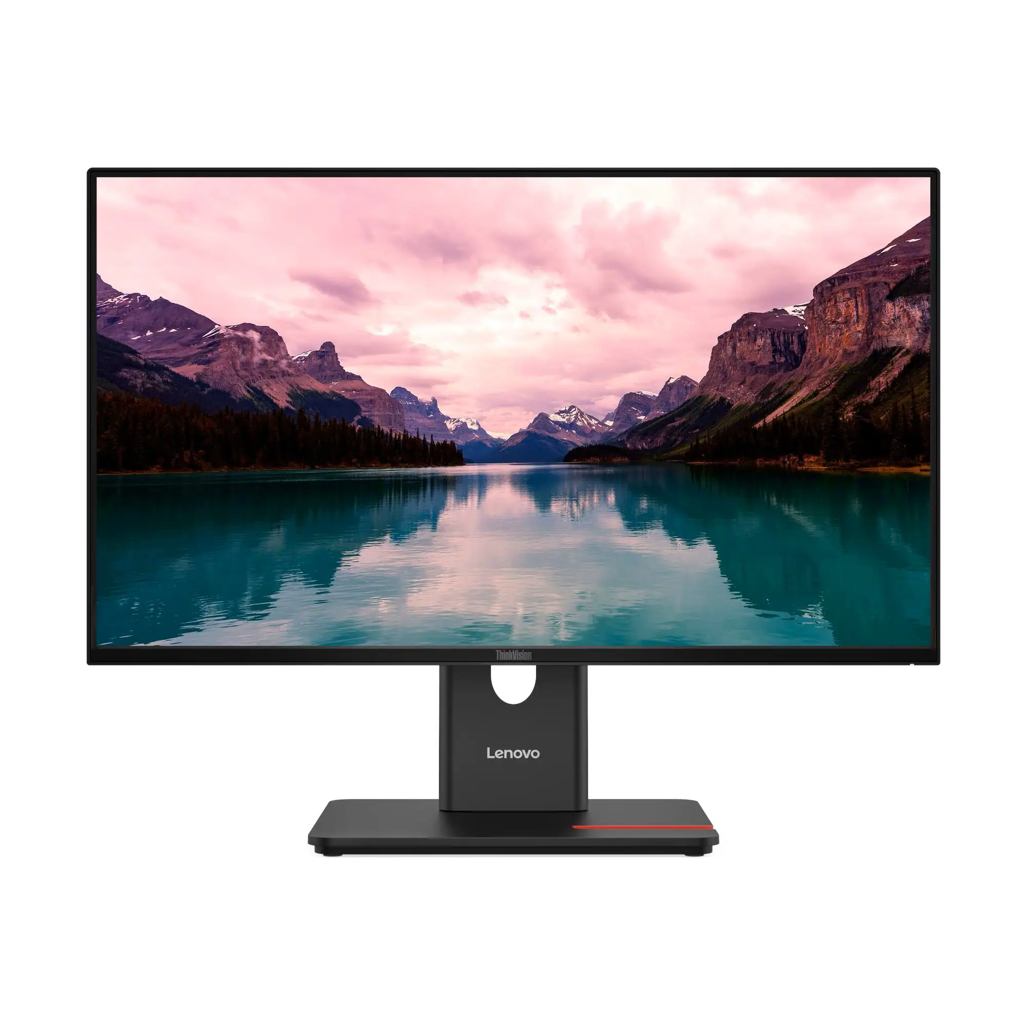 Front. Lenovo - ThinkVision 23.8" IPS LED FHD 48hz - 120hz Monitor (HDMI, USB, DP, VGA) - Eclipse Black.