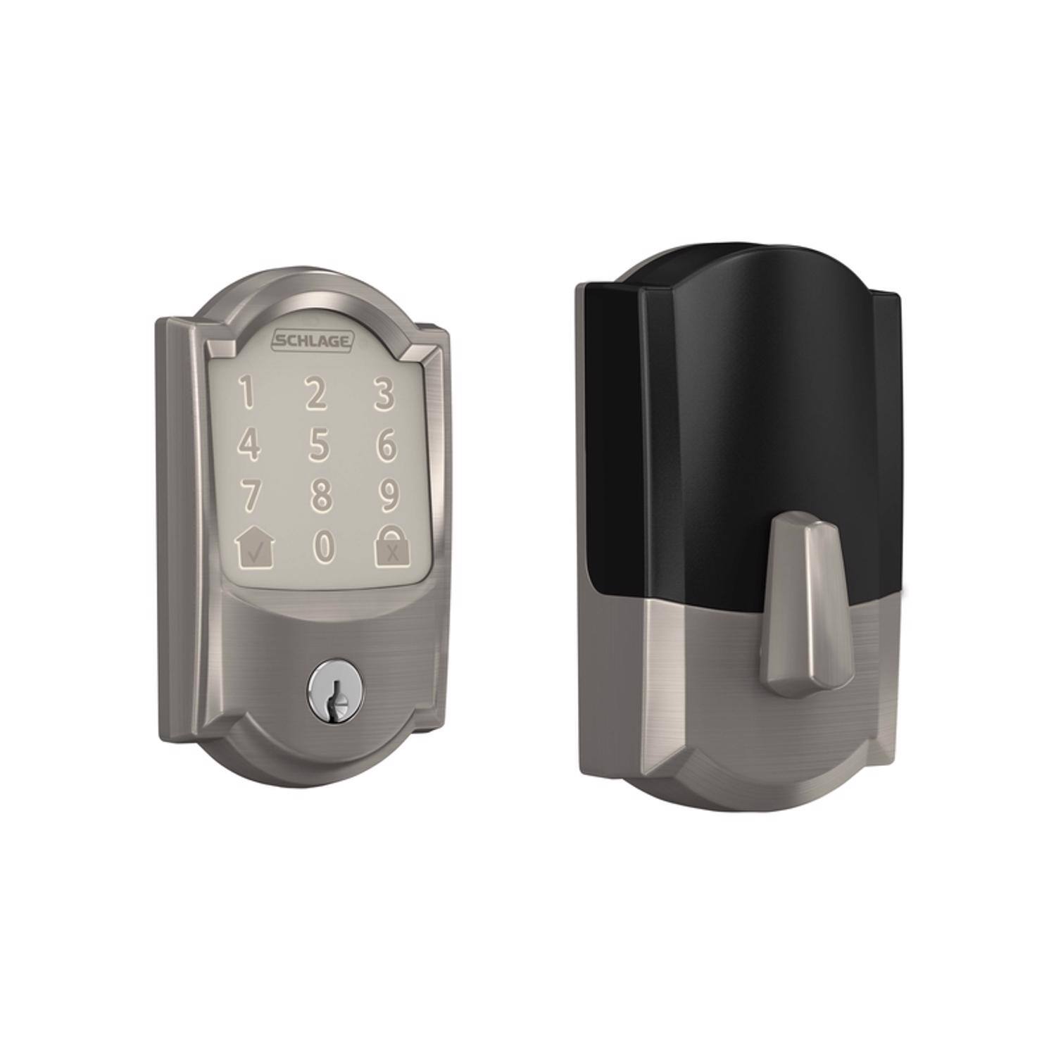 Angle. Schlage - Schlage Encode Satin Nickel Metal Wi-Fi Deadbolt - Nickel.