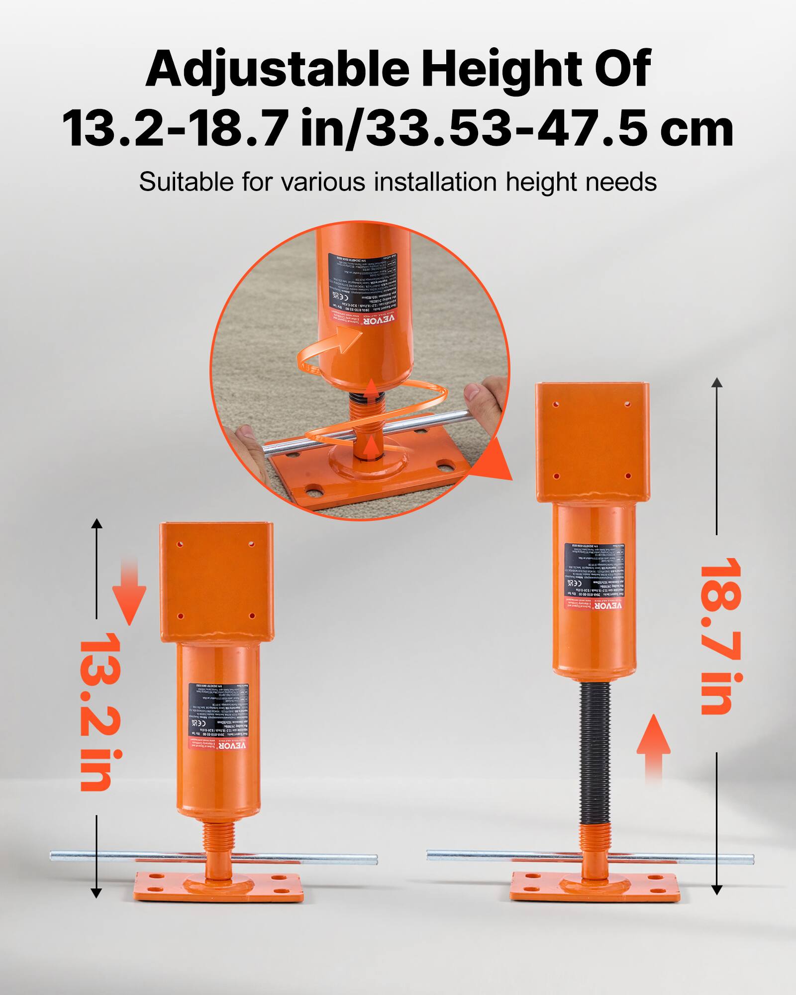 Adjustable Height Of 13.2-18.7 in/33.53-47.5 cm  
Suitable for various installation height needs