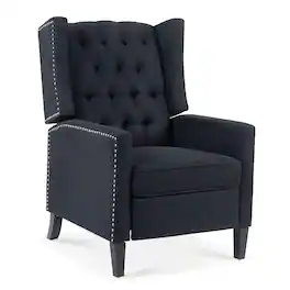 Boyel Living - Fabric Upholstered Tufted Manual Recliner Chair - Gray and Brown