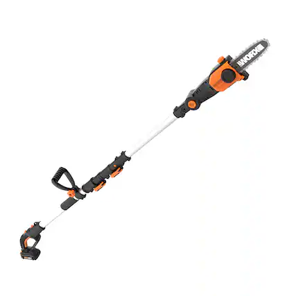 Front. WORX - 20V 8" Cordless Pole Chainsaw with Auto Tension (1 x 2.0 Ah Battery and 1 x Charger) - Black.