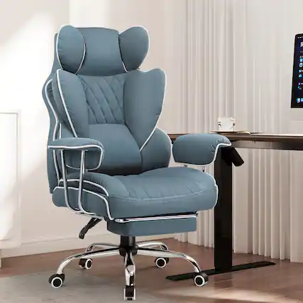 Front. CloudRest Pro - 400lbs Heavy Duty Office Chair Fabric Wide Ergonomic Comfy Executive Chair,Blue - Blue.