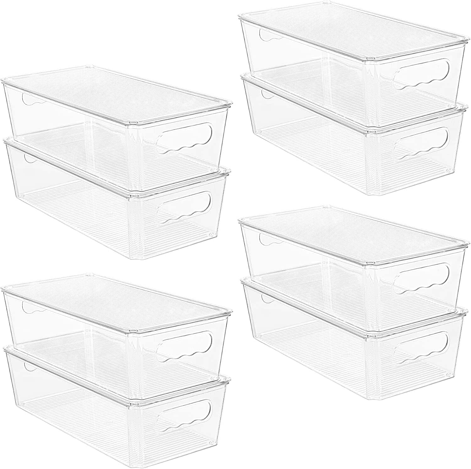 RTMB - Clear Plastic Storage Bins with Lids & Handles, 8-Pack, Stackable