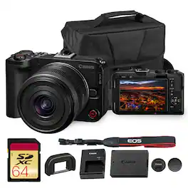 Canon - EOS R50 V Camera 14-30mm Lens Kit 4K60 Vlogging Bundle - Black