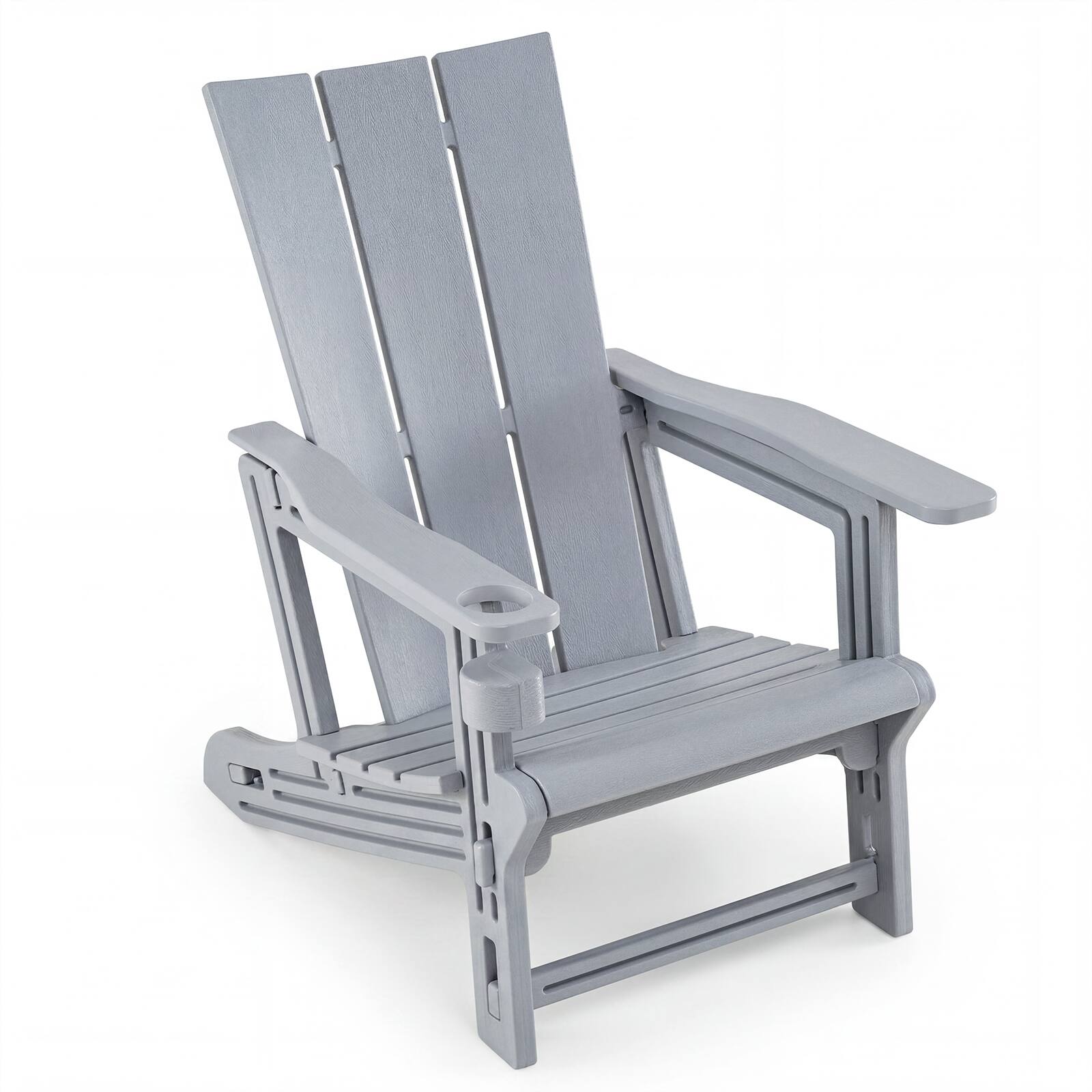 Alt View 9. Gymax - Gymax Adirondack Chairs Set of 2 w/ Cup Holder Wood Texture for Garden Backyard - Gray.
