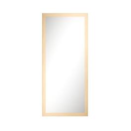 Boyel Living - 32 in. W x 72 in. H Dark Wood Grain Rectangular Slanted Edge Aluminum Framed Wall Bathroom Vanity Mirror