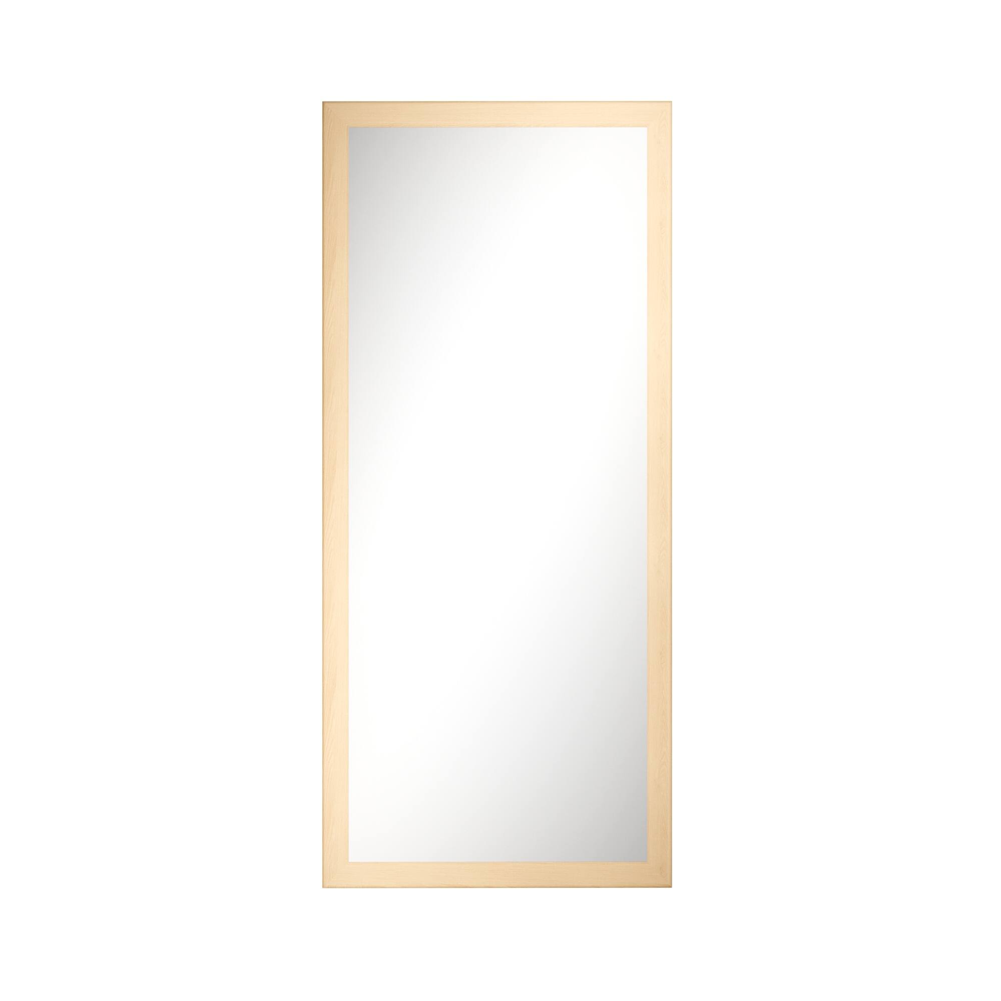 Front. Boyel Living - 32 in. W x 72 in. H Dark Wood Grain Rectangular Slanted Edge Aluminum Framed Wall Bathroom Vanity Mirror.