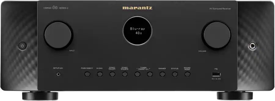 CINEMA SERIES 2
marantz AV Surround Receiver
Blu-ray 40.0
INPUT
VOLUME
SETUP MIC
PURE DIRECT
M-DAV
ZONE2 ON/OFF
ZONE2 SOURCE
TUNER
PRESET CH
DIMMER
STATUS
SOUND MODE